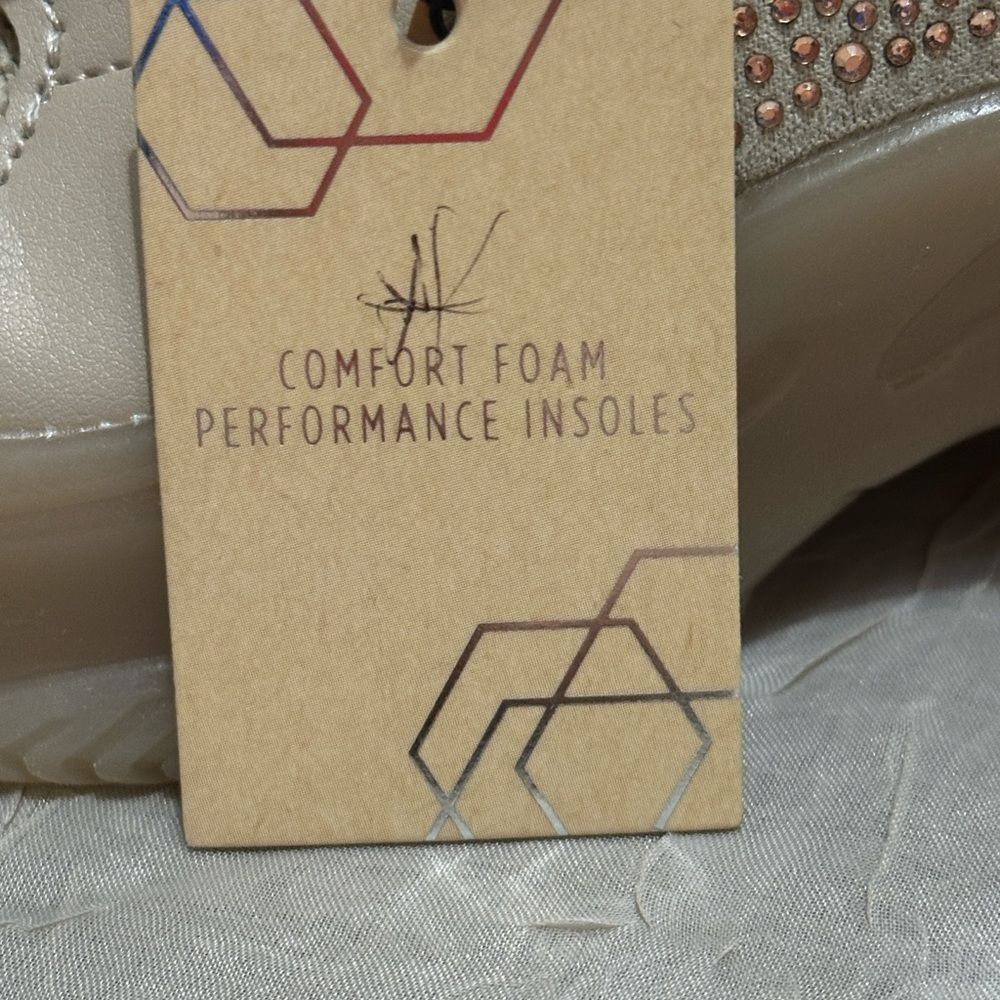 Maxima Steve Madden  Tan Gold Bling Rhinestone Trainers Sneakers  Sz 8 NWT - Picture 12 of 13